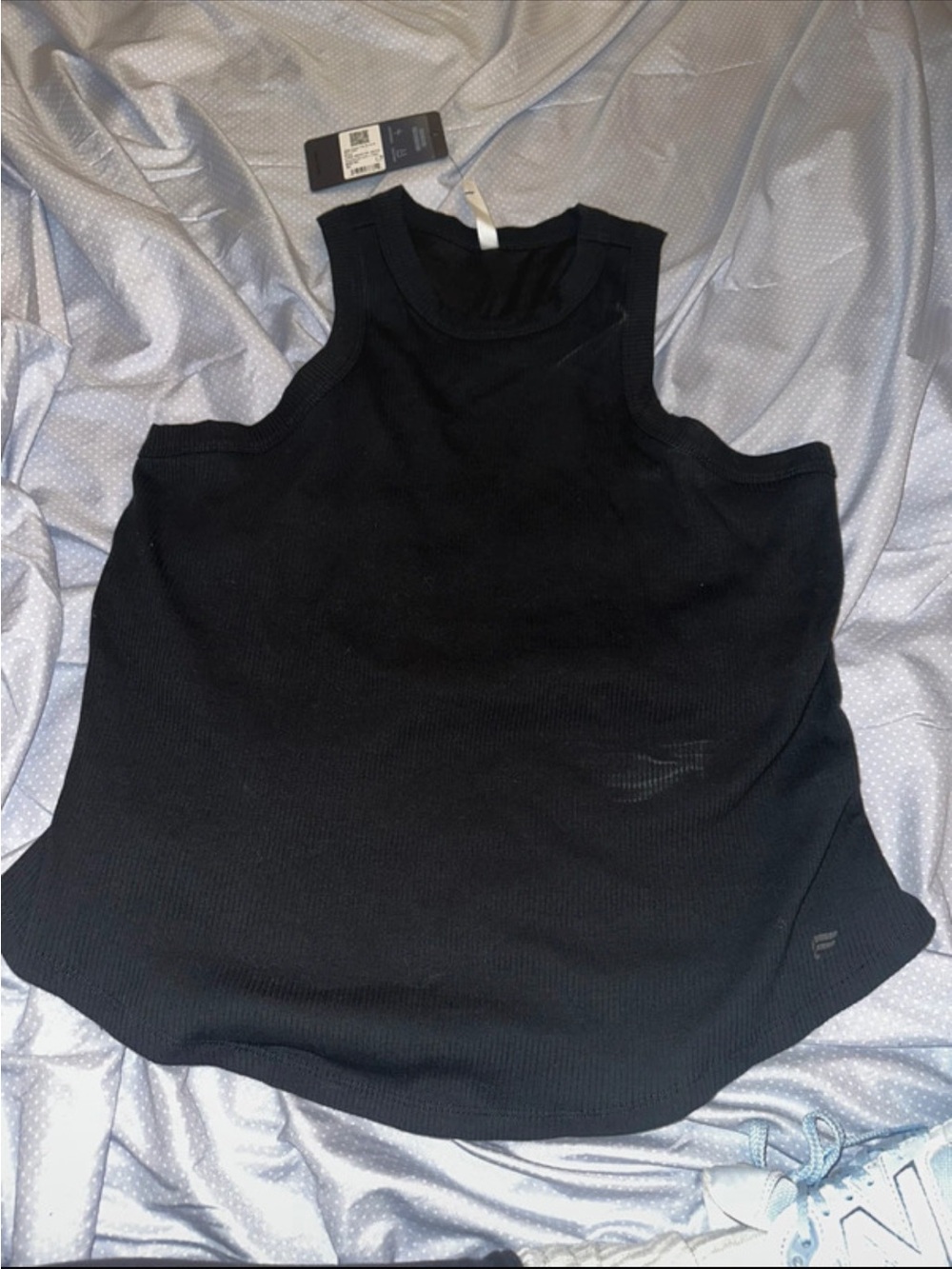 Fabletics black rib tank top plus size 3X built in shelf bra BNWT
